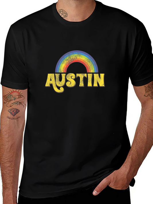 Austin Rainbow Graphic Tee - Classic Comfort
