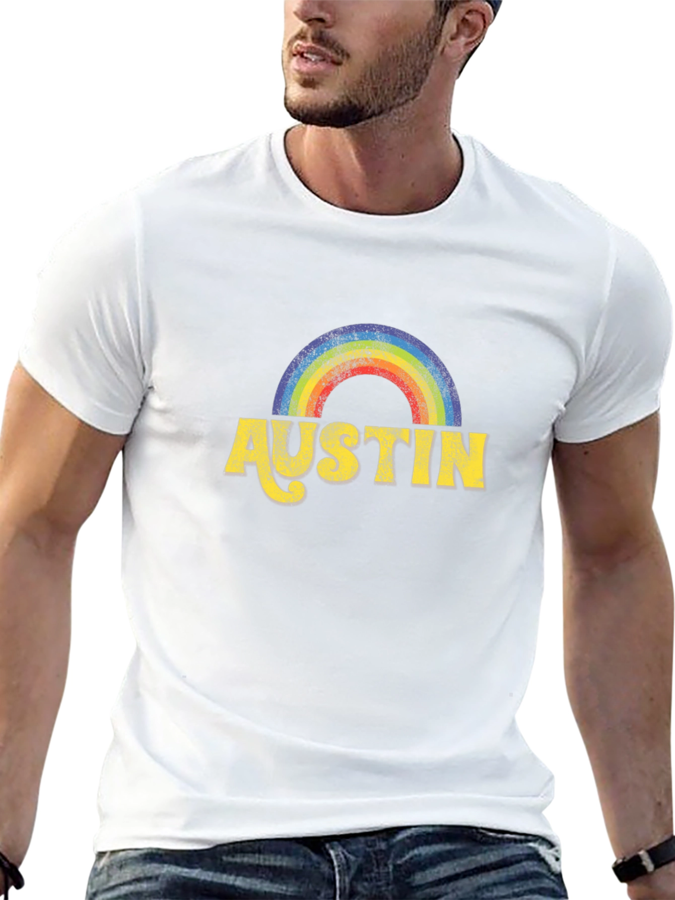 Austin Rainbow Graphic Tee - Classic Comfort