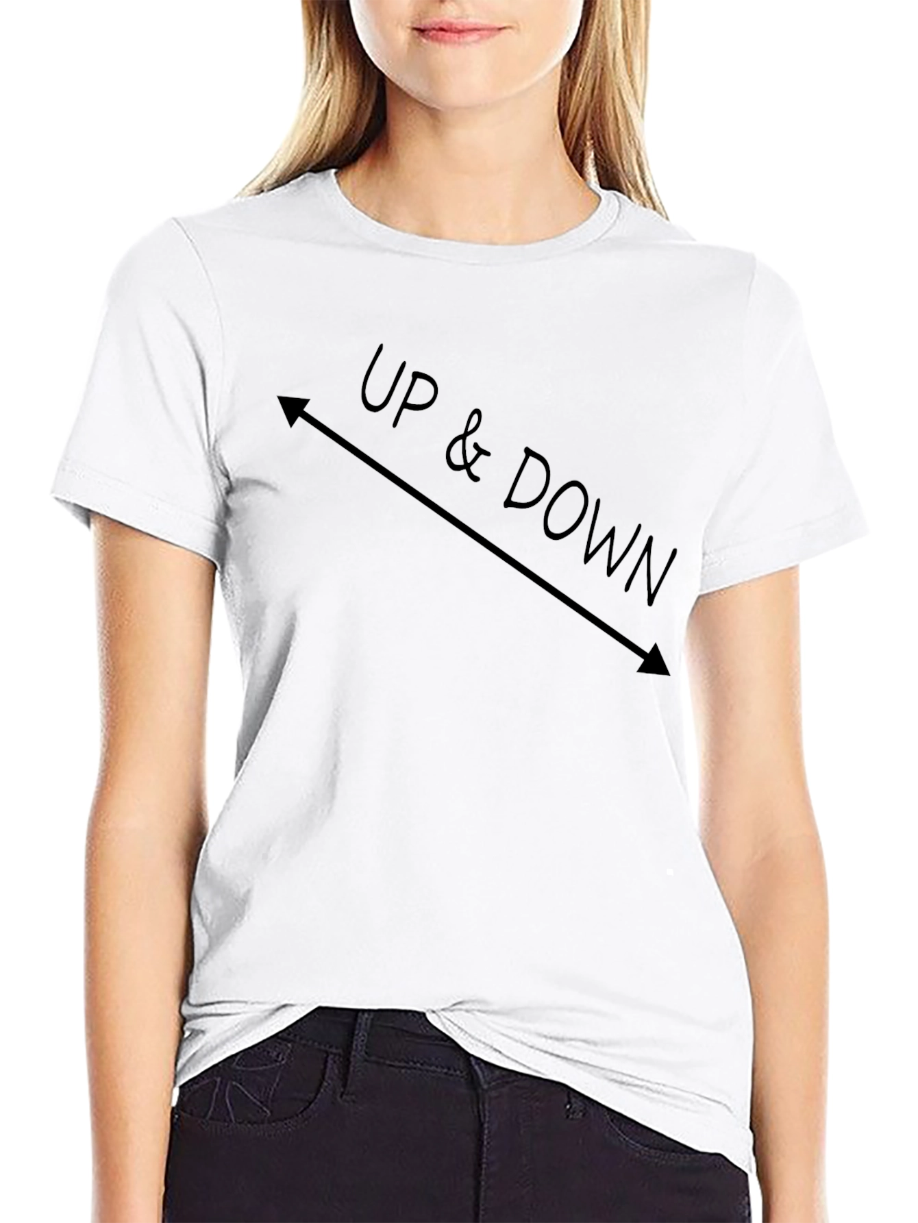 Up & Down Graphic Tee - Casual Black T-Shirt
