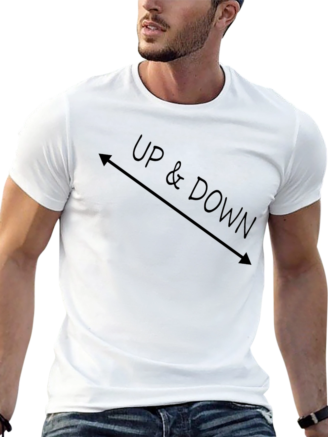 Up & Down Graphic Tee - Casual Black T-Shirt