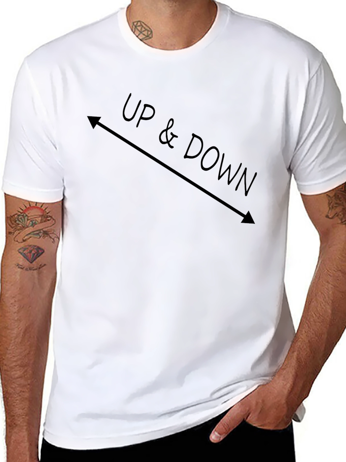 Up & Down Graphic Tee - Casual Black T-Shirt