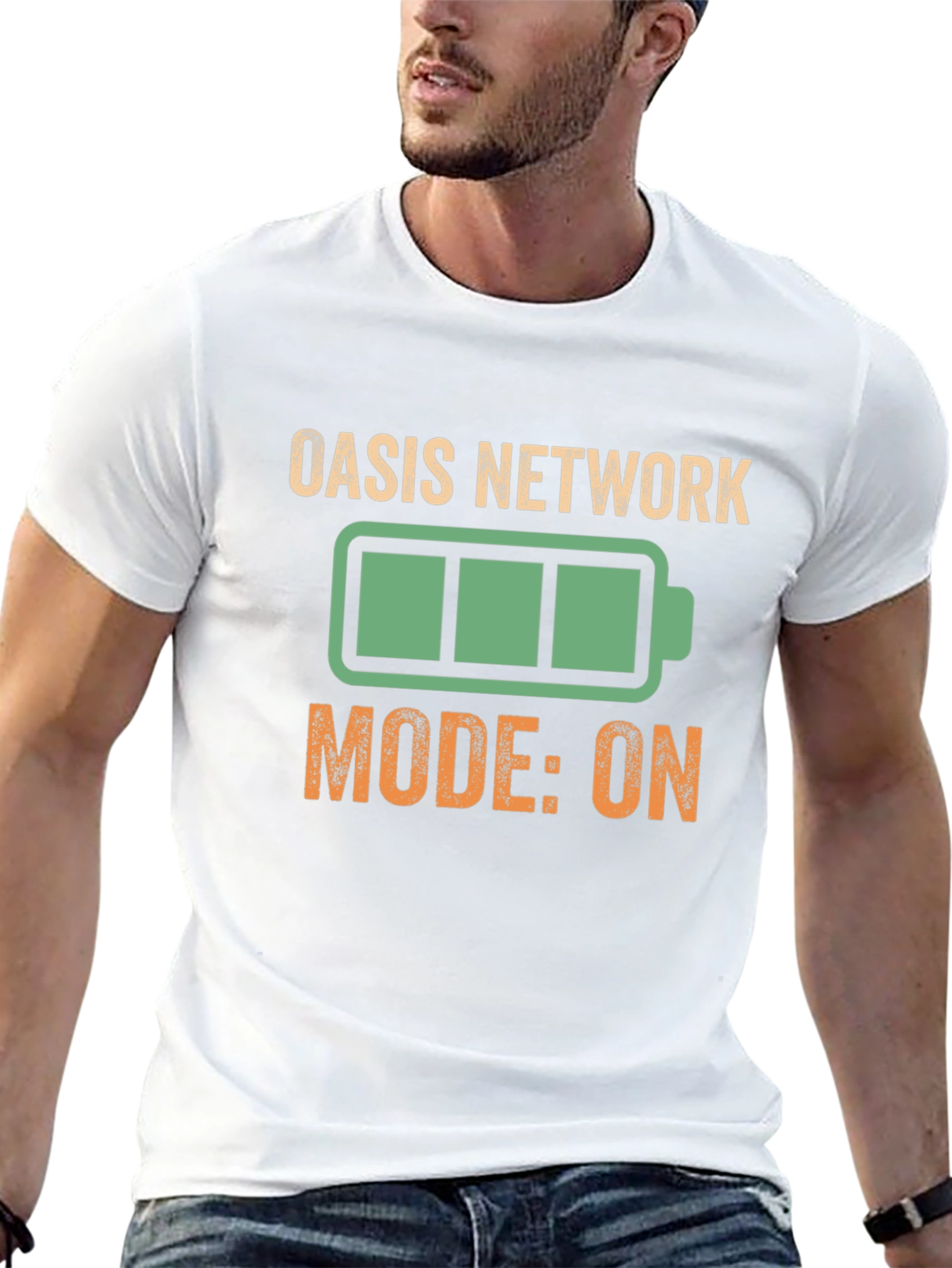 Oasis Network Mode On Black Graphic Tee