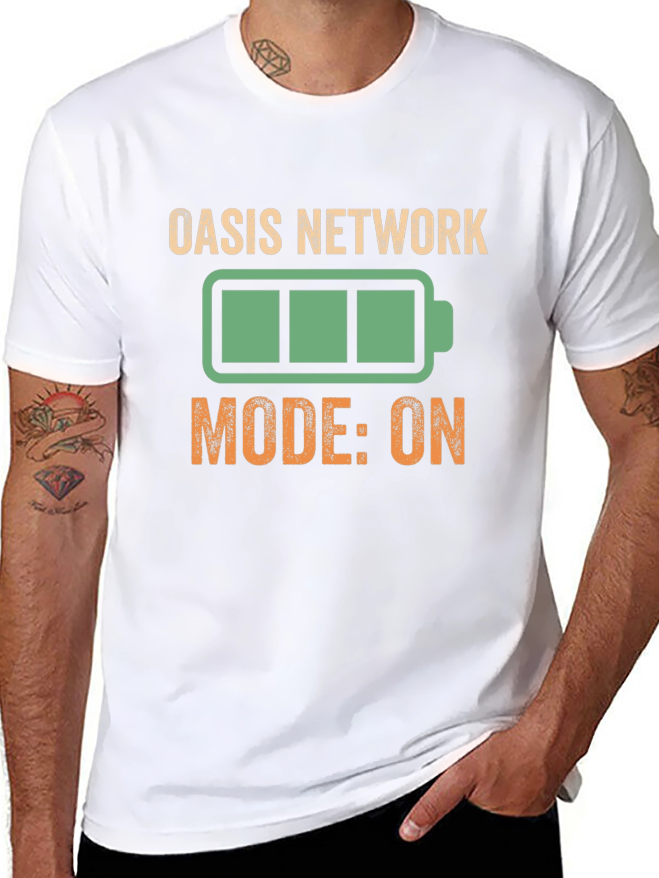 Oasis Network Mode On Black Graphic Tee