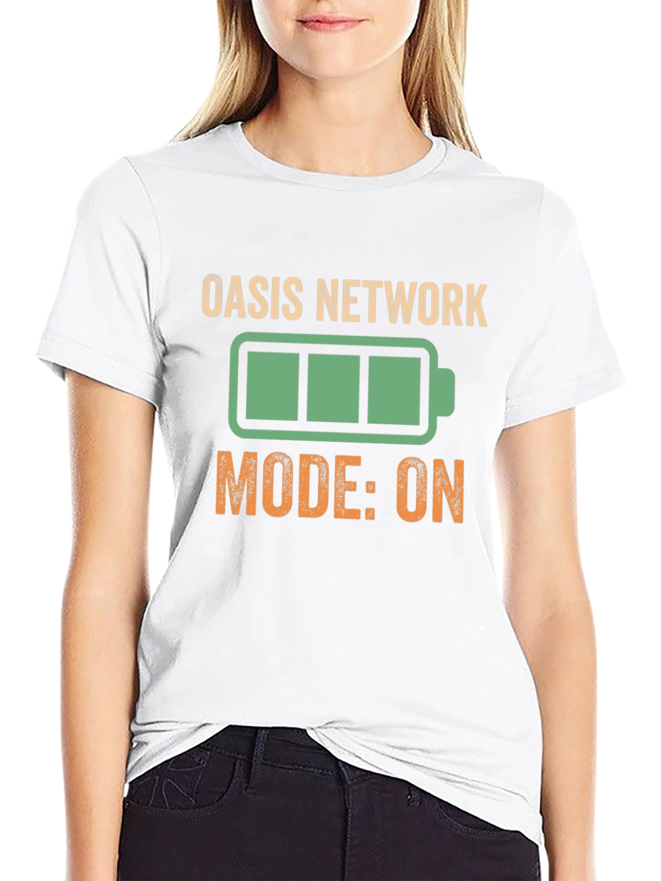 Oasis Network Mode On Black Graphic Tee