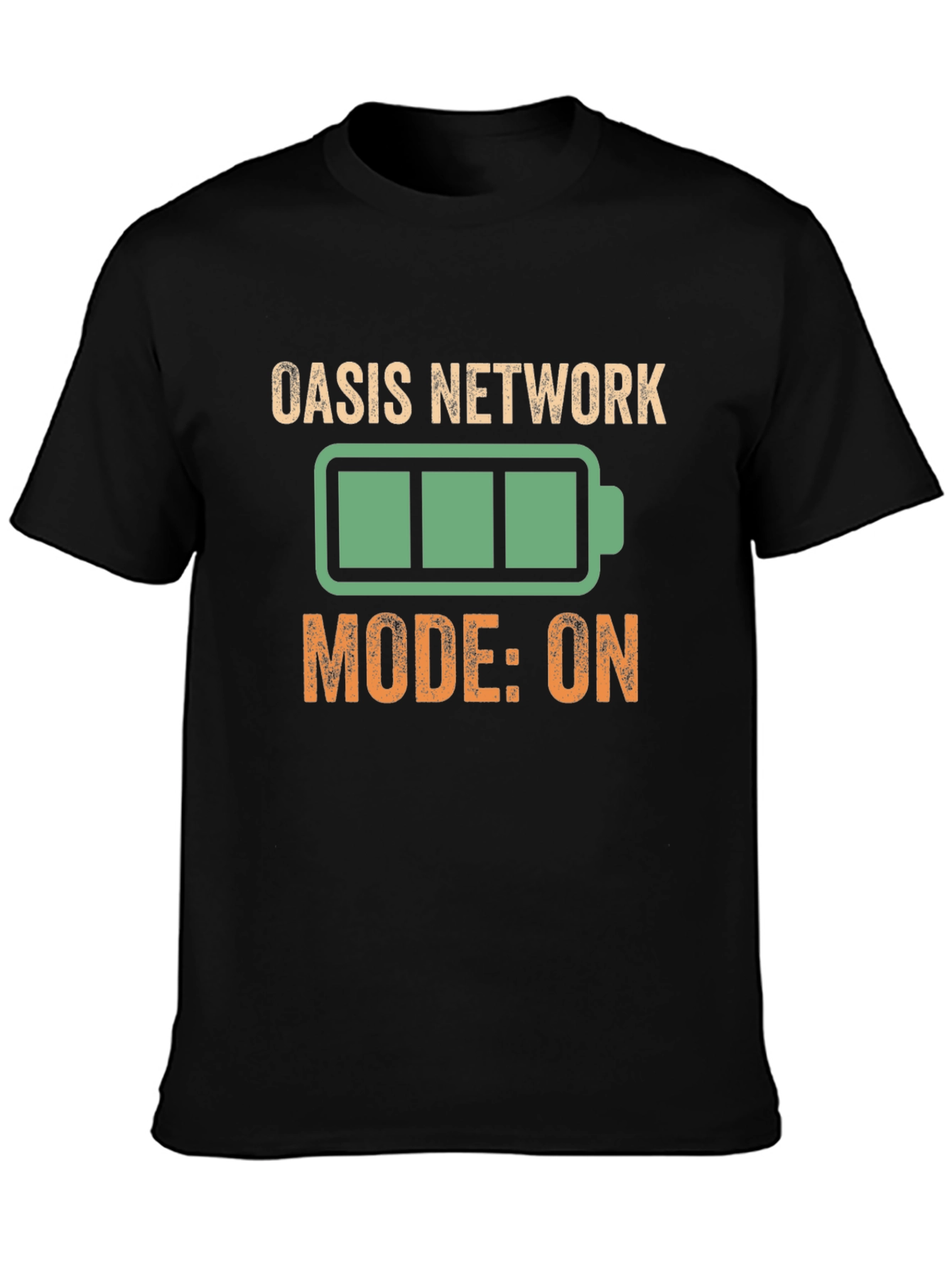 Oasis Network Mode On Black Graphic Tee