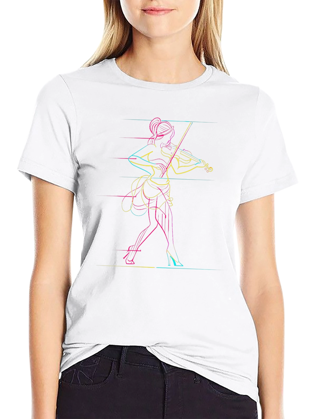 Abstract Violin Player Graphic Tee