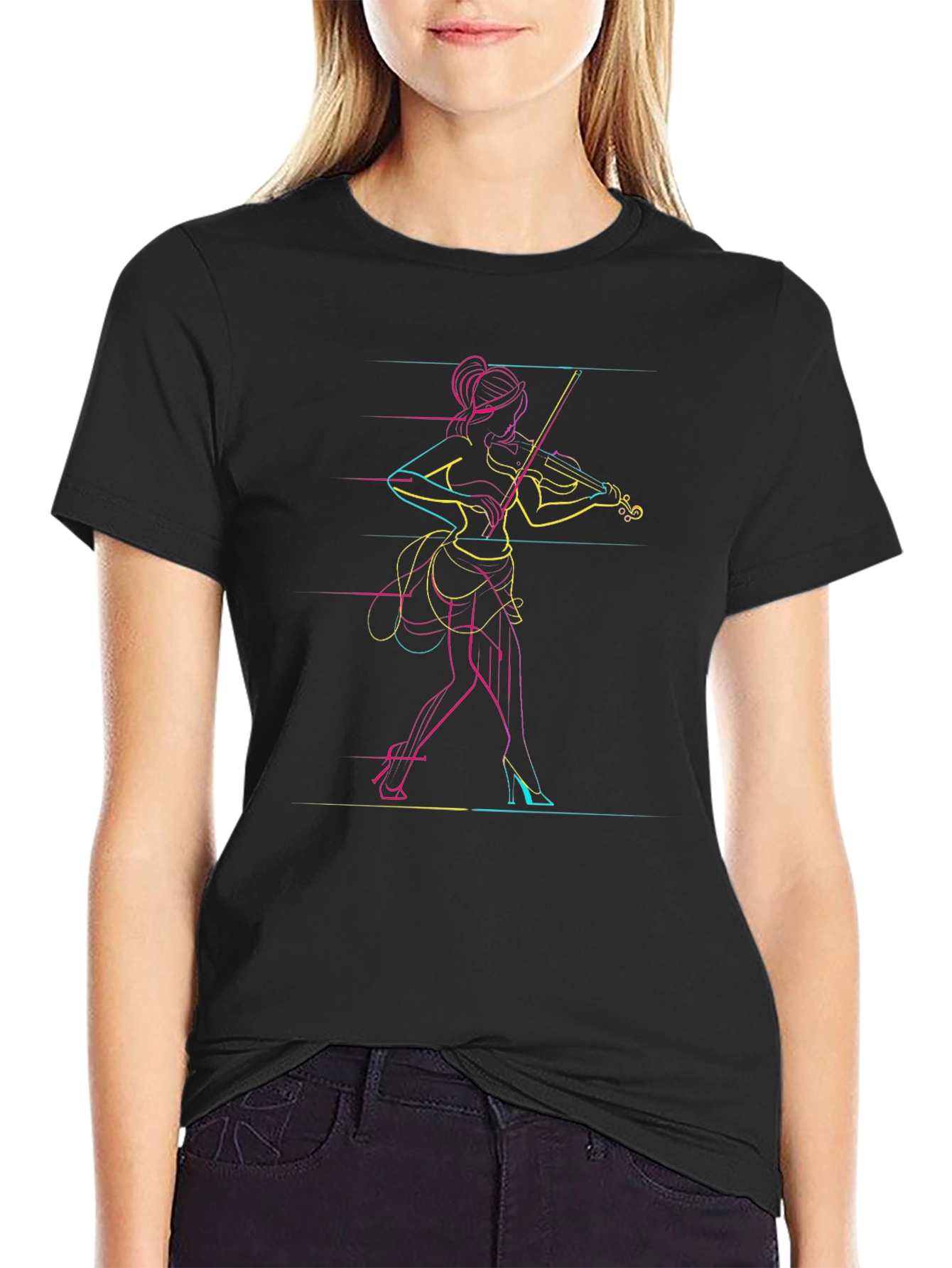 Abstract Violin Player Graphic Tee