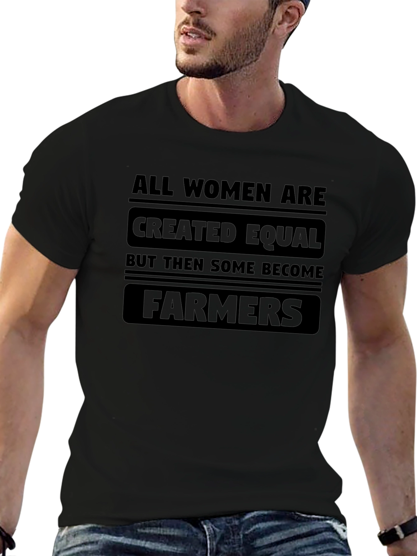 Women Farmers Graphic T-Shirt - Black