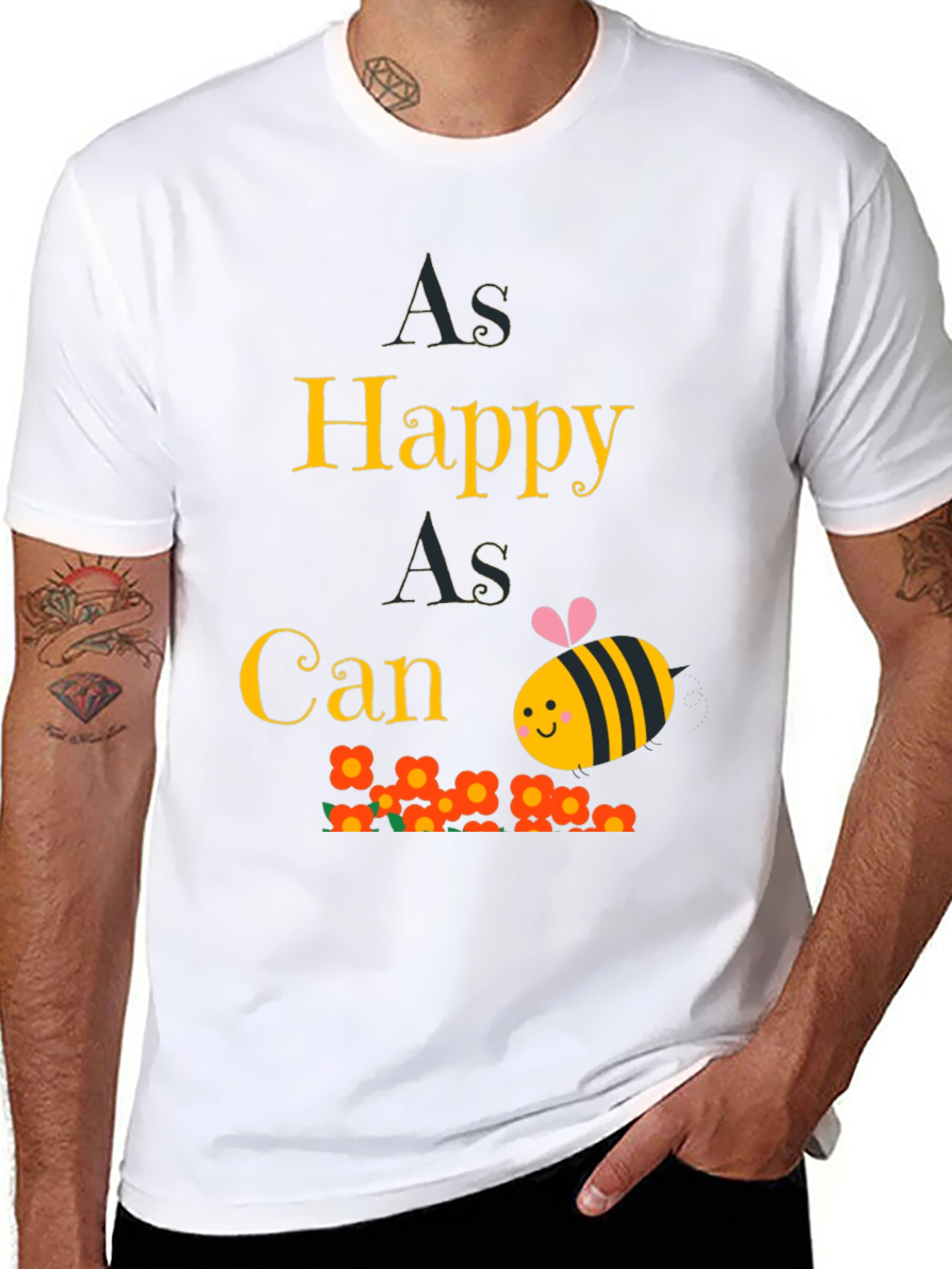 As Happy As Can Bee T-Shirt - Black