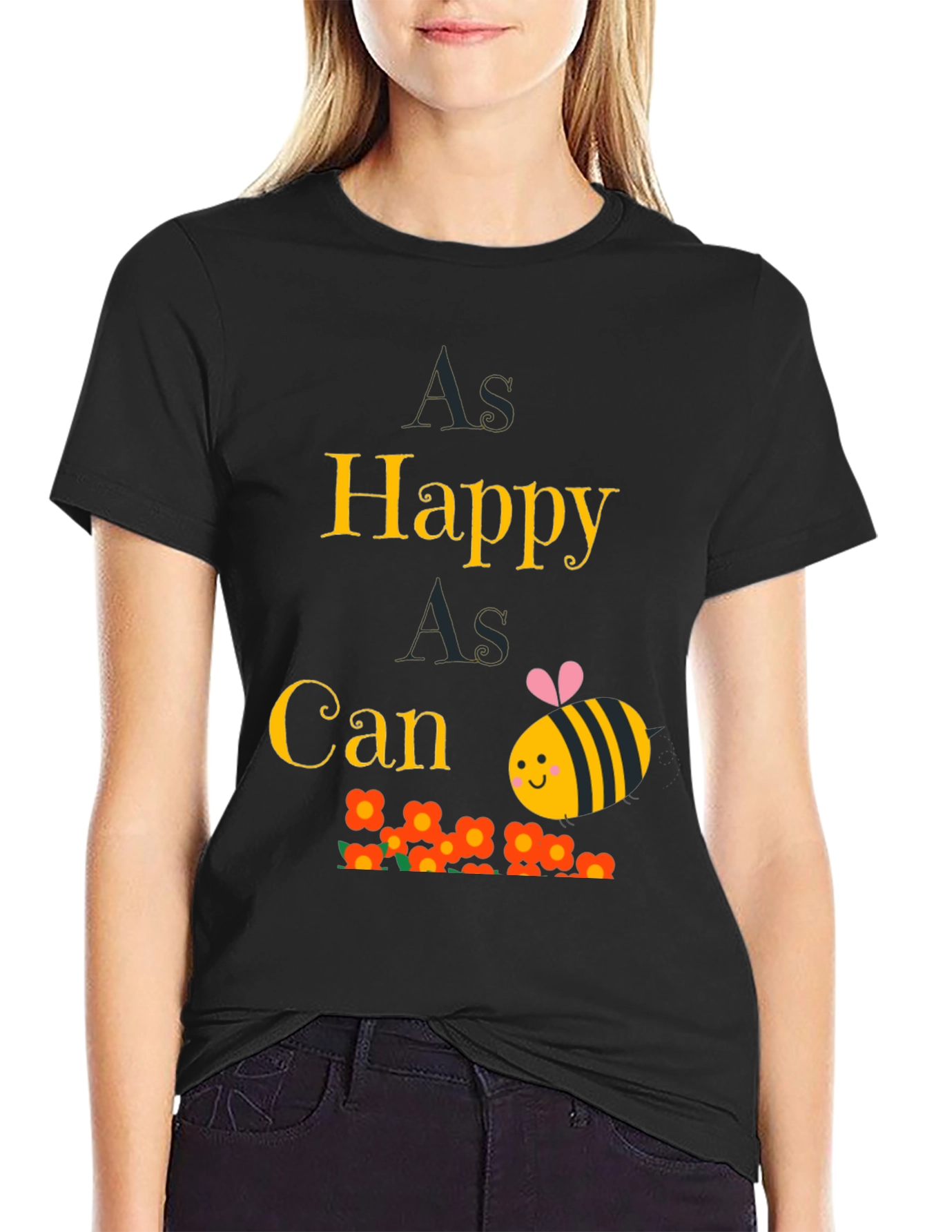 As Happy As Can Bee T-Shirt - Black