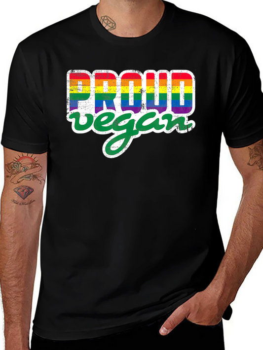 Proud Vegan Rainbow Graphic Tee - Black