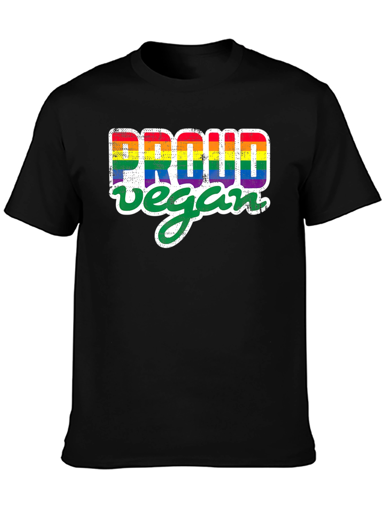 Proud Vegan Rainbow Graphic Tee - Black