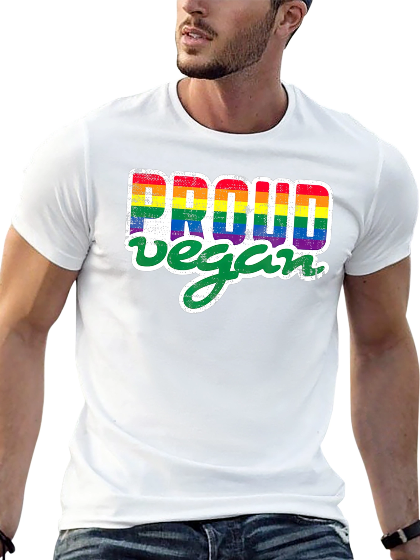 Proud Vegan Rainbow Graphic Tee - Black