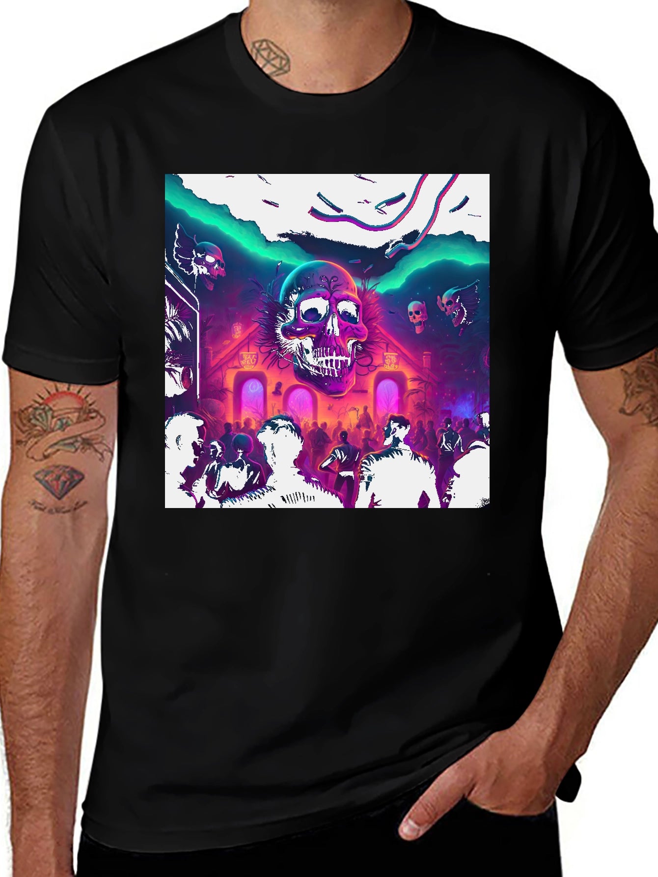 Skull Rave Graphic Tee - Party Vibes
