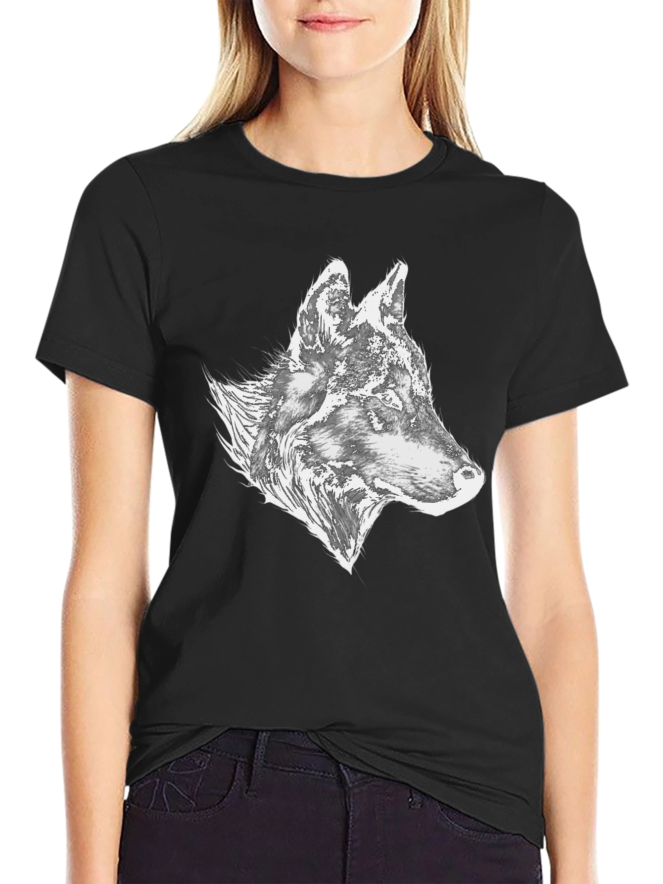 Wolf Graphic Tee - Stylish Mens Black T-Shirt