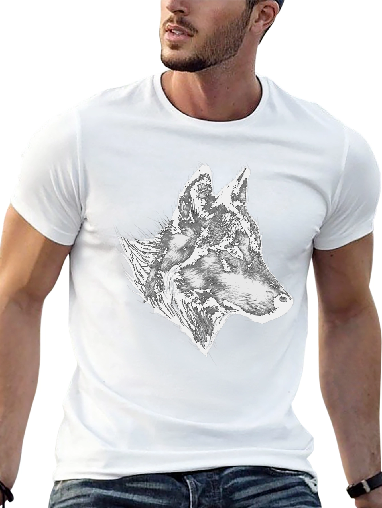 Wolf Graphic Tee - Stylish Mens Black T-Shirt