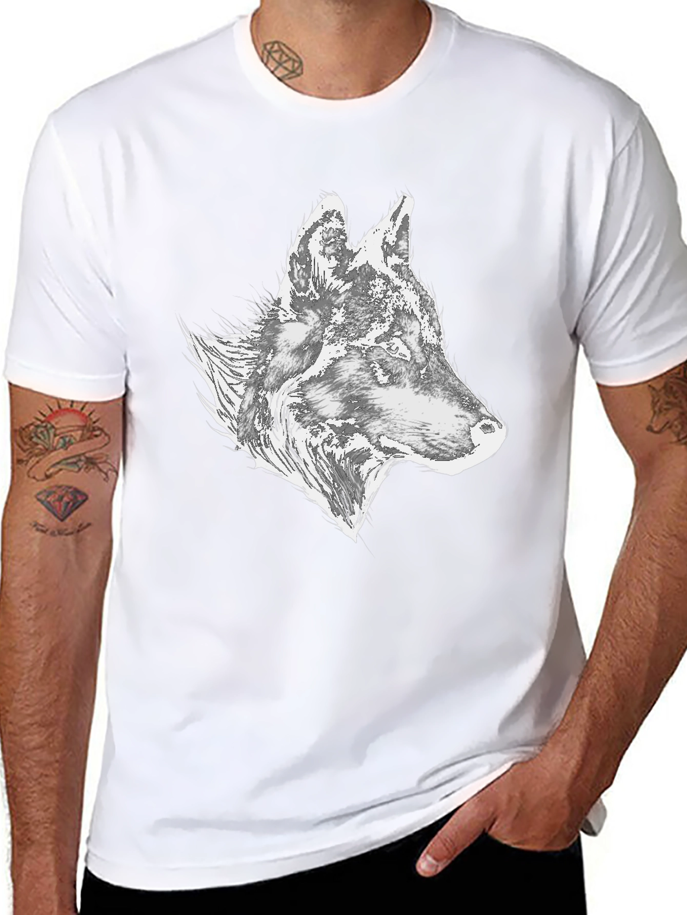 Wolf Graphic Tee - Stylish Mens Black T-Shirt