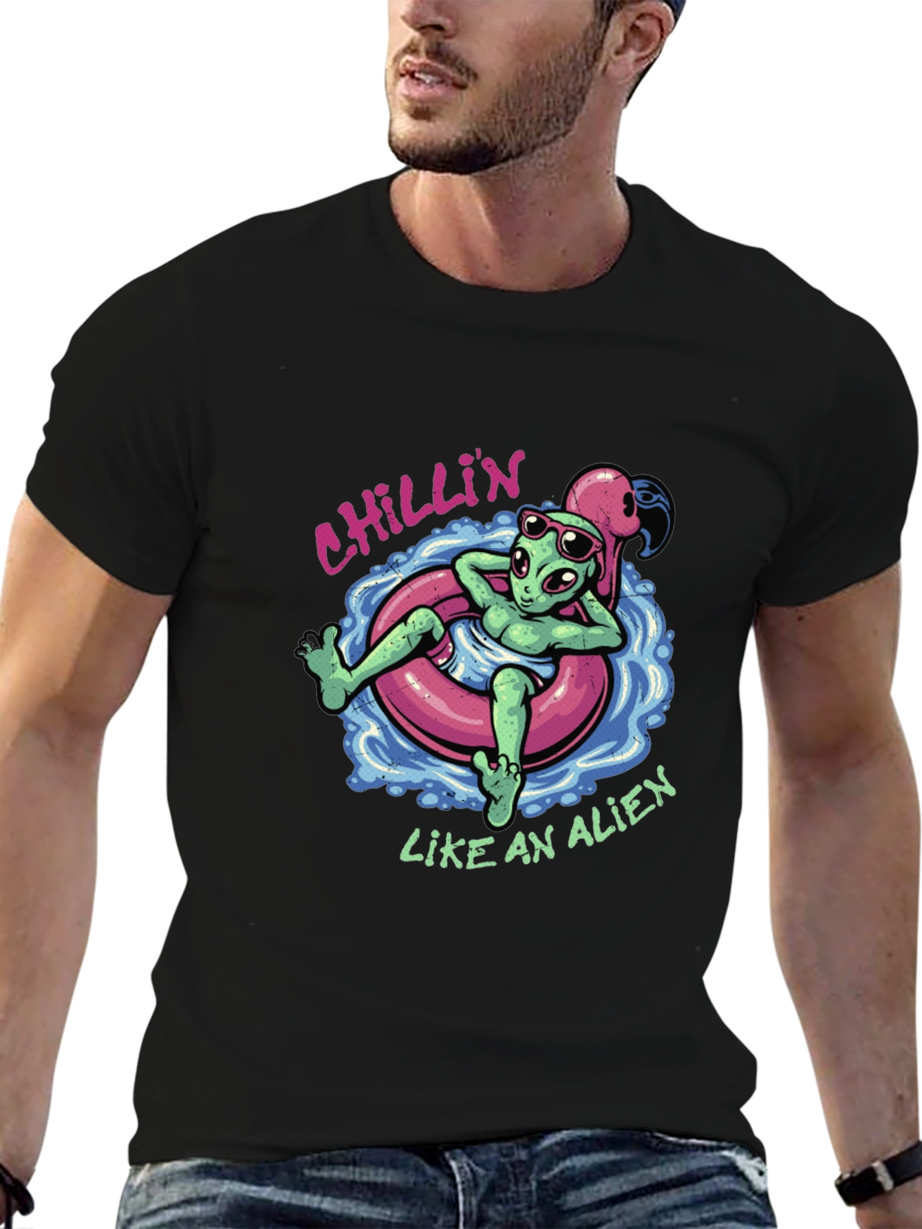 Chillin Alien Graphic T-Shirt - Summer Relax Vibes
