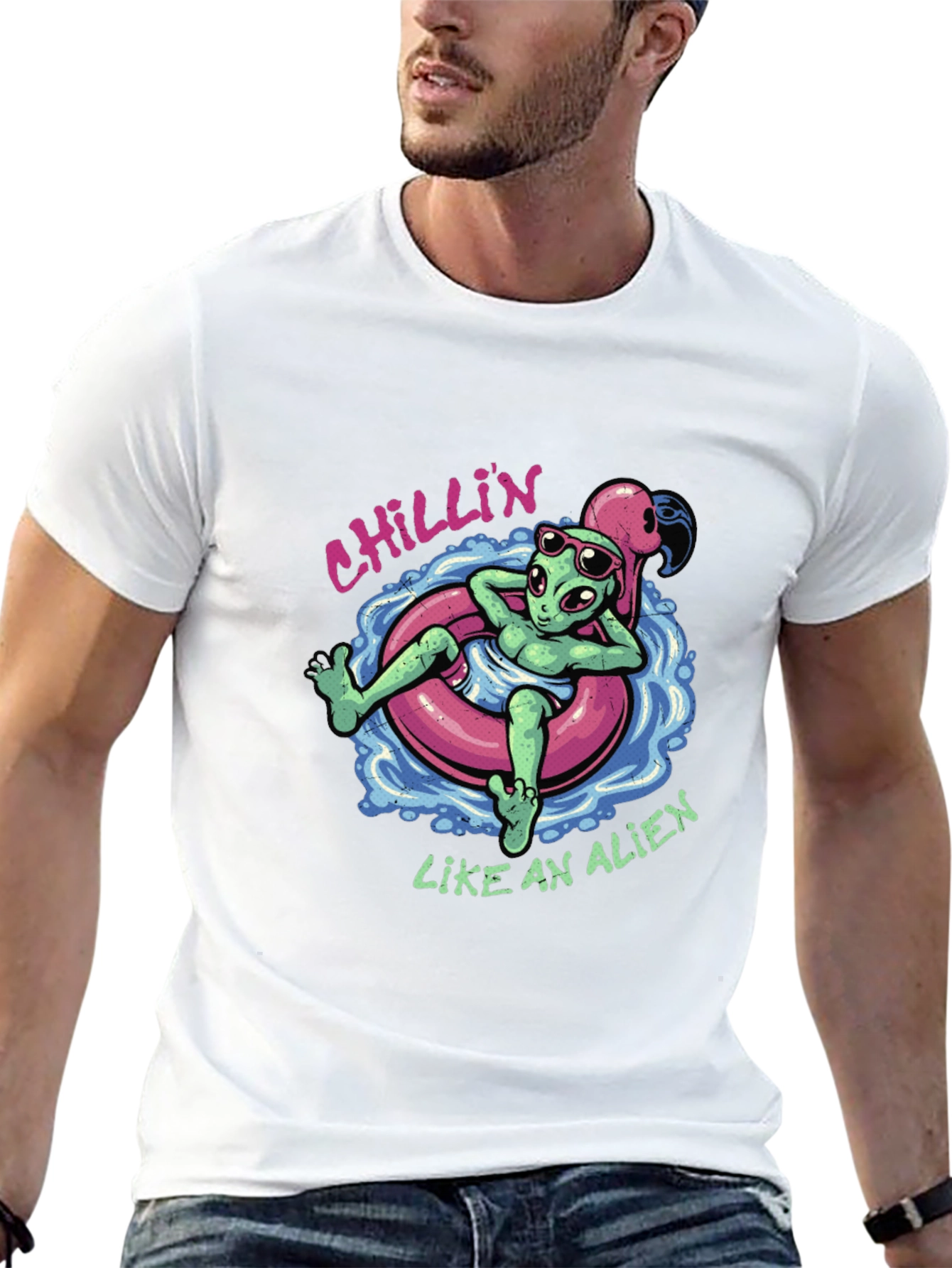 Chillin Alien Graphic T-Shirt - Summer Relax Vibes