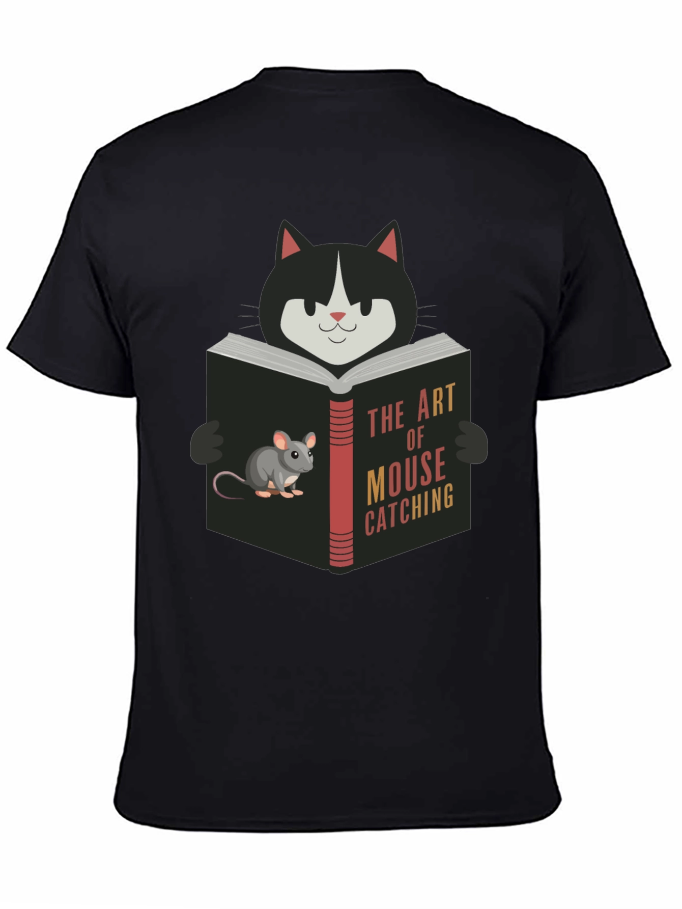 Cat Reading Mouse Catching Book T-Shirt