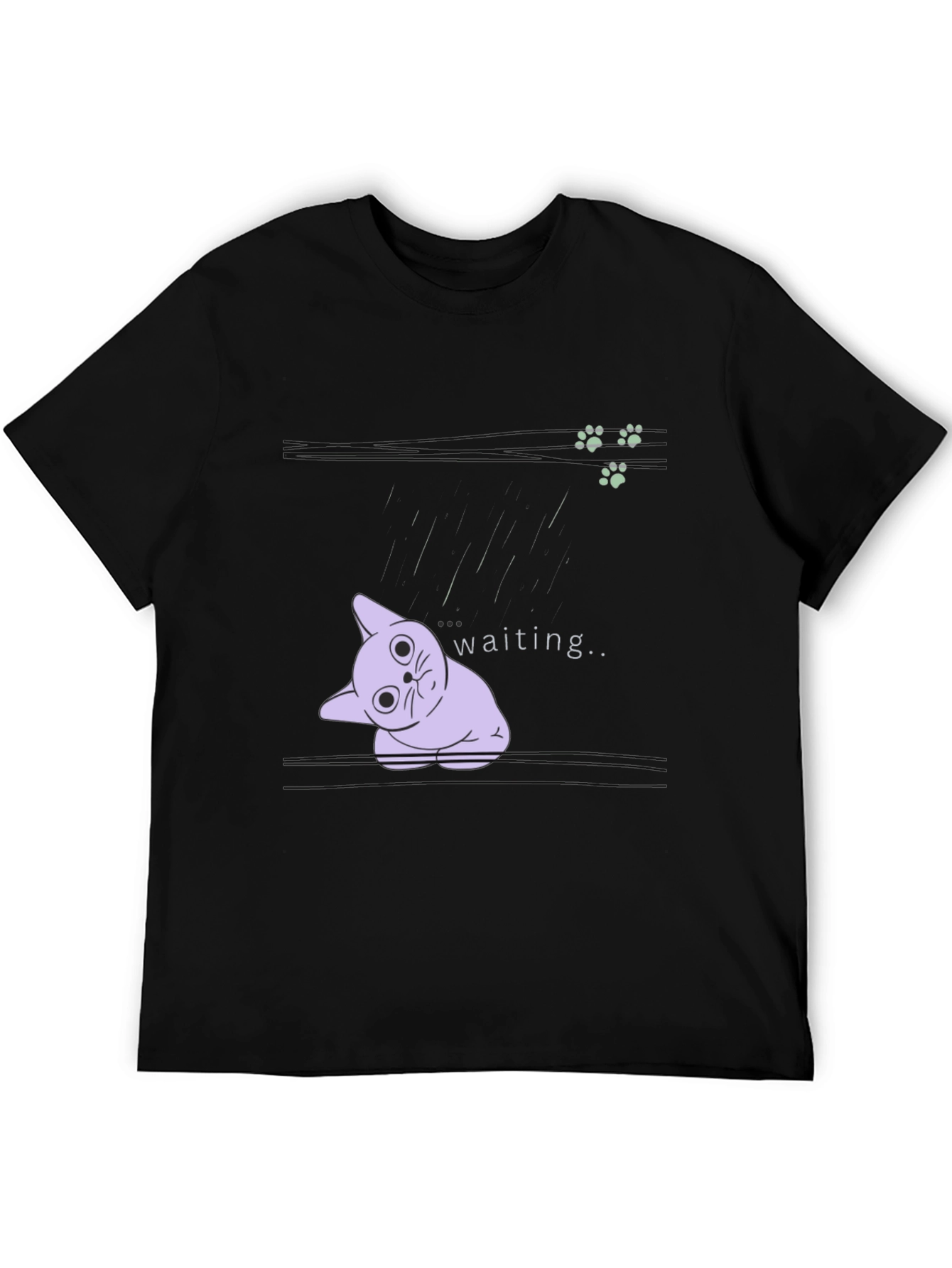 Waiting Cat Graphic Tee - Black