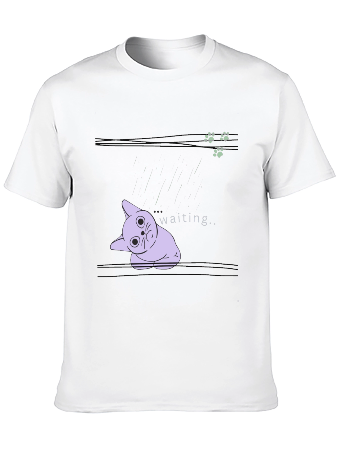 Waiting Cat Graphic Tee - Black