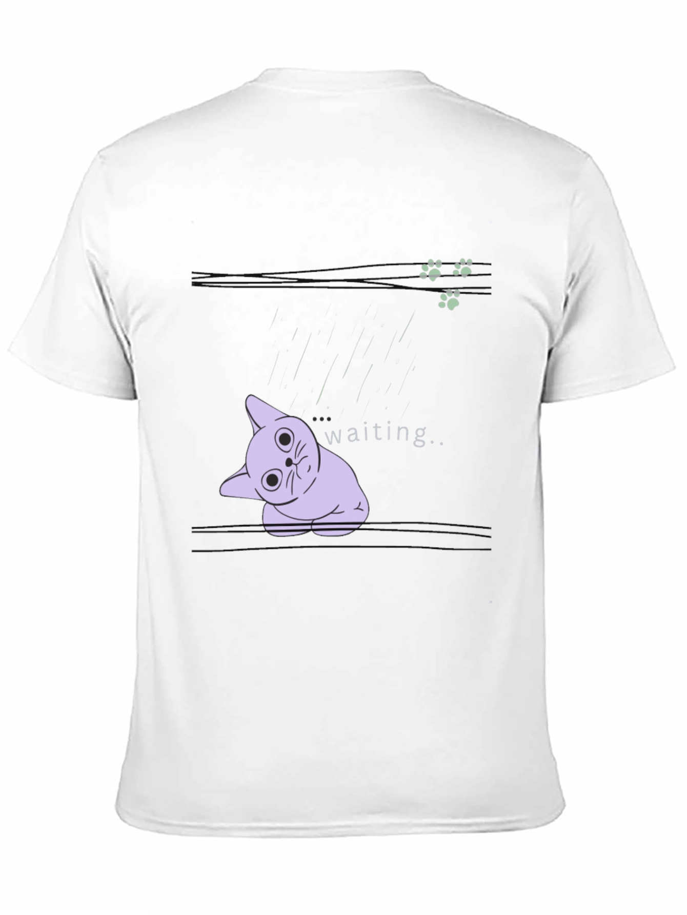 Waiting Cat Graphic Tee - Black