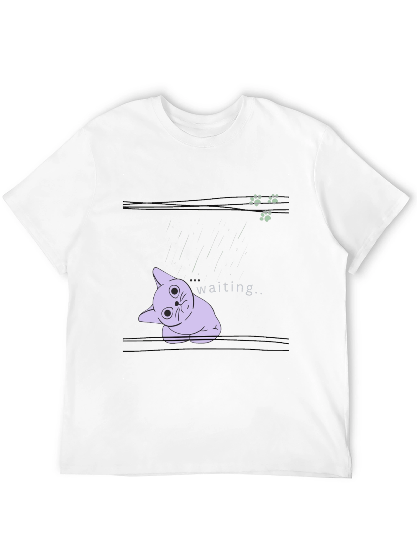 Waiting Cat Graphic Tee - Black