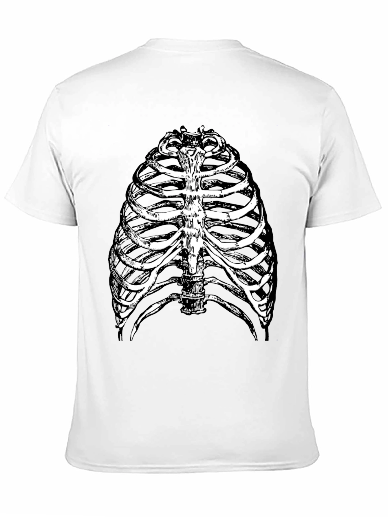 Skeleton Rib Cage Graphic Tee - Black Halloween Shirt