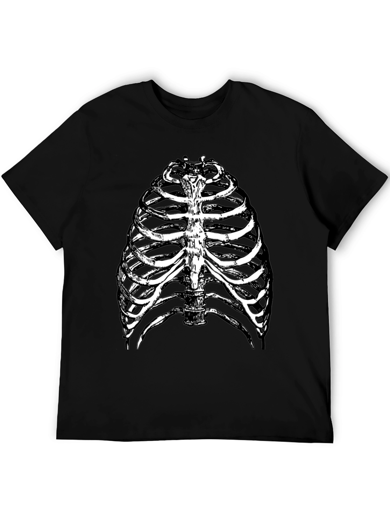 Skeleton Rib Cage Graphic Tee - Black Halloween Shirt