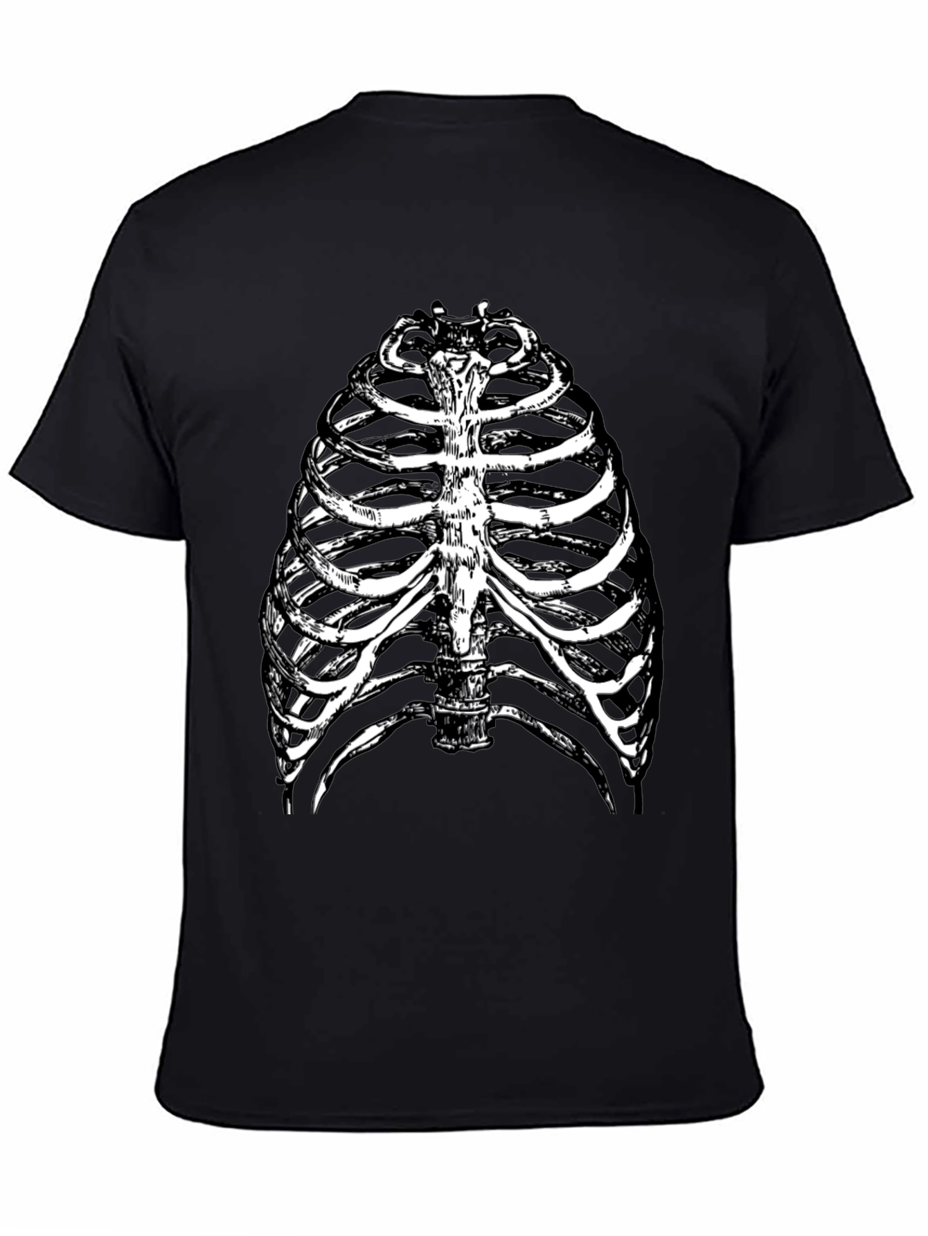 Skeleton Rib Cage Graphic Tee - Black Halloween Shirt