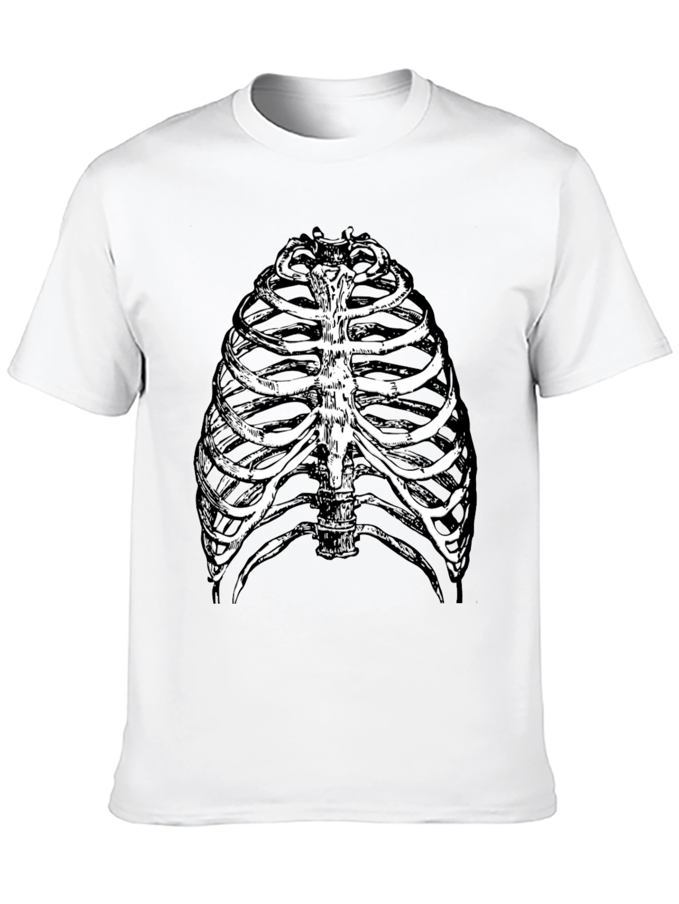 Skeleton Rib Cage Graphic Tee - Black Halloween Shirt