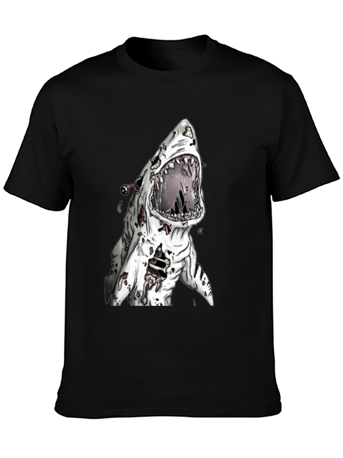 Zombie Shark Graphic Tee - Mens Black T-Shirt