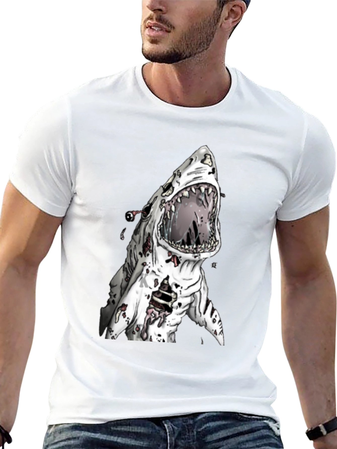 Zombie Shark Graphic Tee - Mens Black T-Shirt