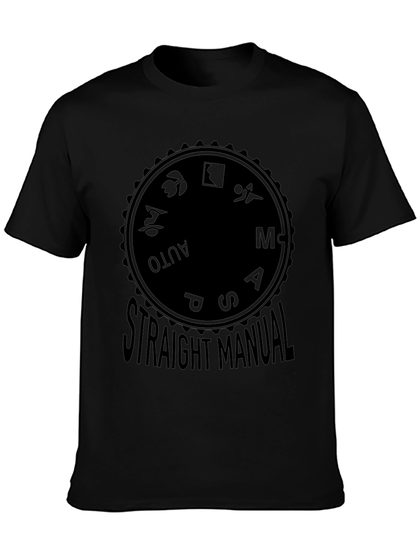 Straight Manual Camera Mode Dial Black T-Shirt