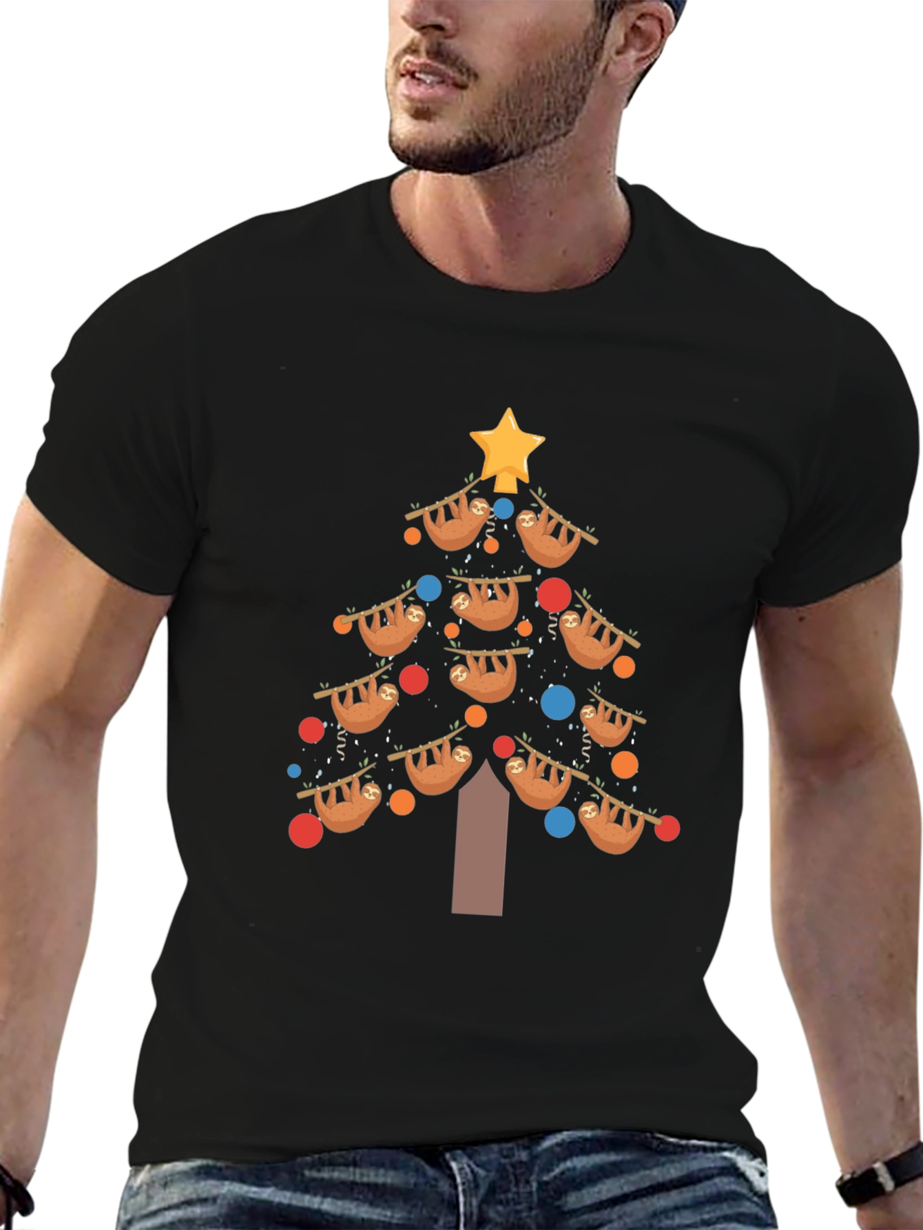 Festive Sloth Christmas Tree T-Shirt