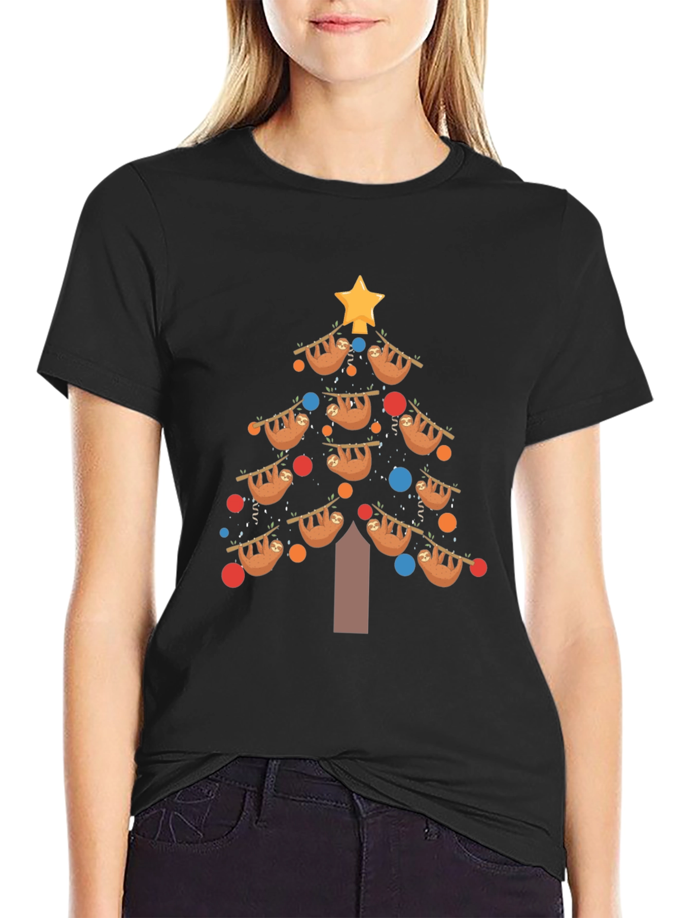 Festive Sloth Christmas Tree T-Shirt