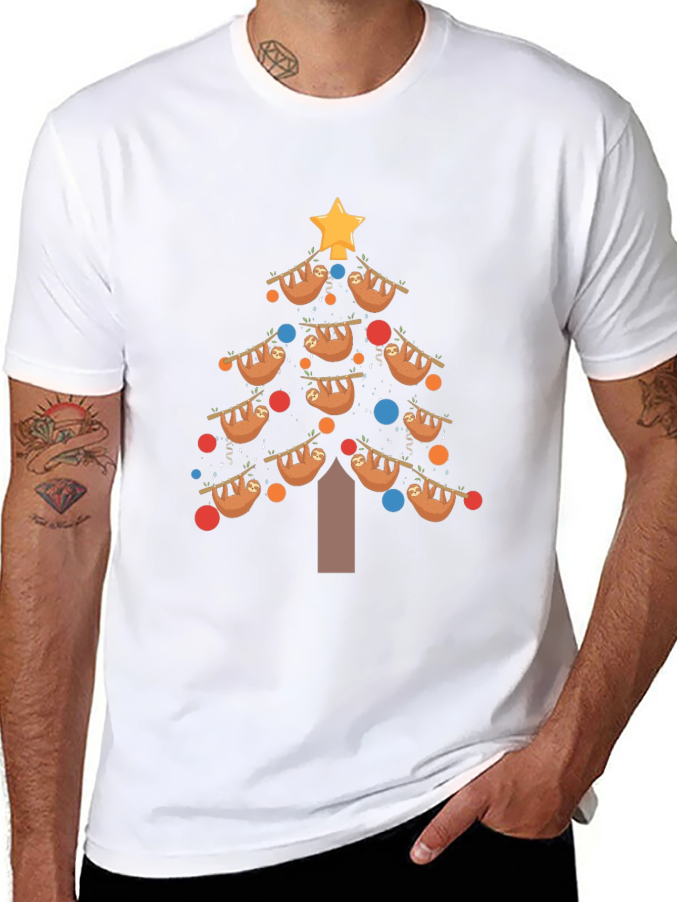 Festive Sloth Christmas Tree T-Shirt