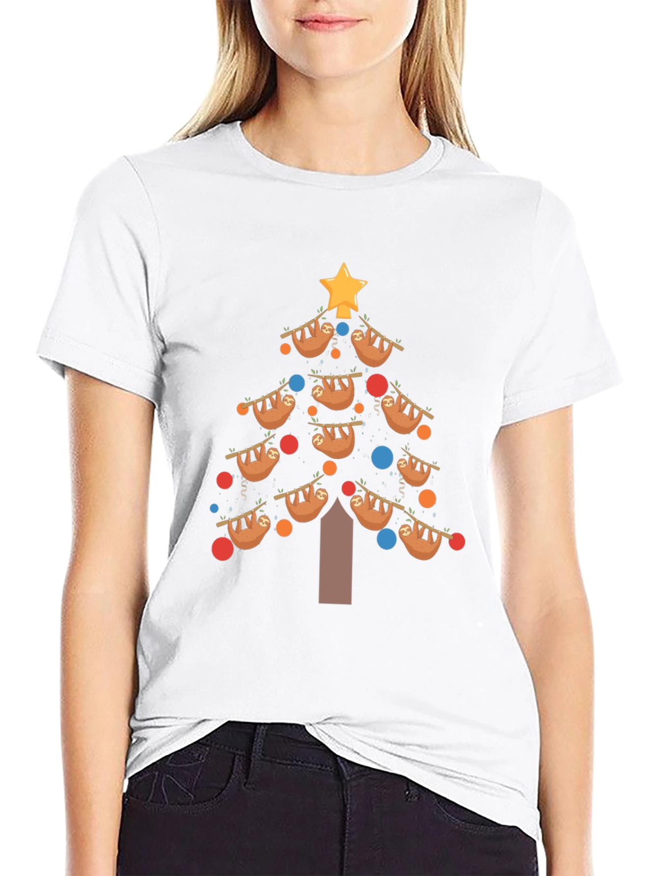Festive Sloth Christmas Tree T-Shirt
