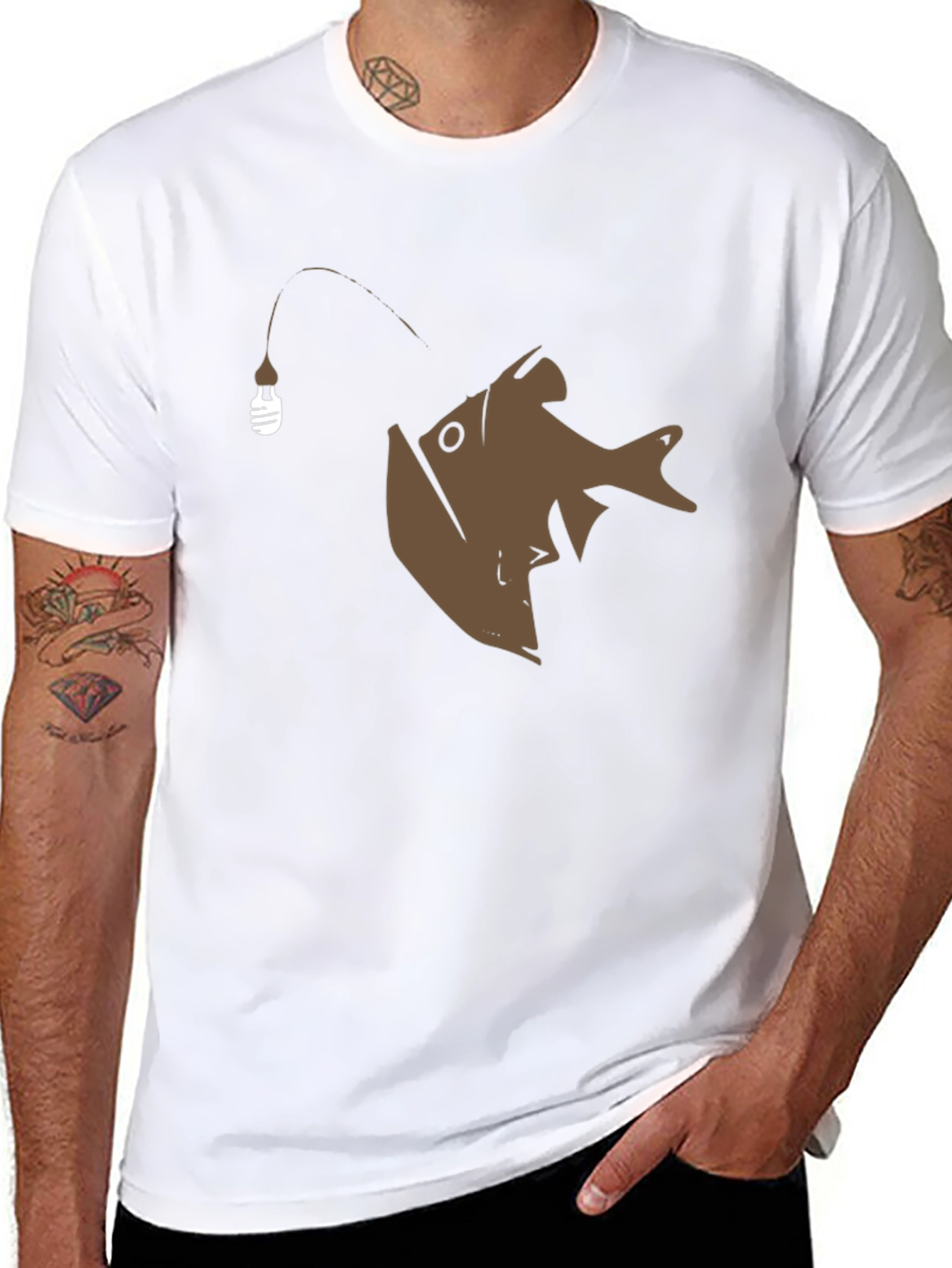 Angler Fish Graphic Tee - Black Cotton T-Shirt