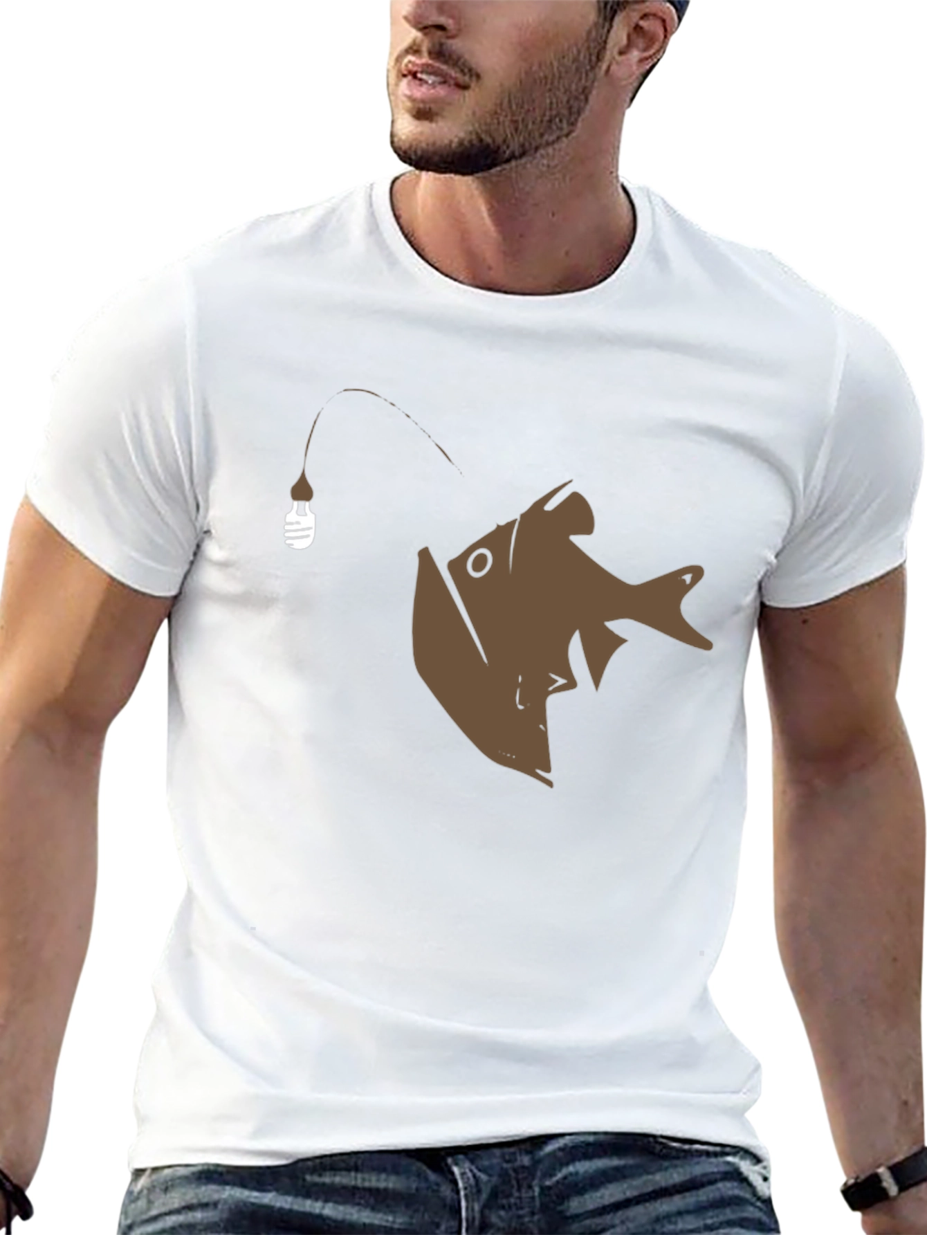 Angler Fish Graphic Tee - Black Cotton T-Shirt