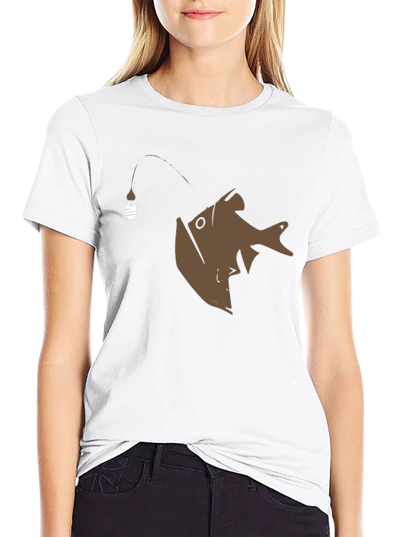 Angler Fish Graphic Tee - Black Cotton T-Shirt