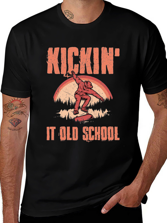 Kickin it Old School T-Shirt - Skateboarder Retro Tee