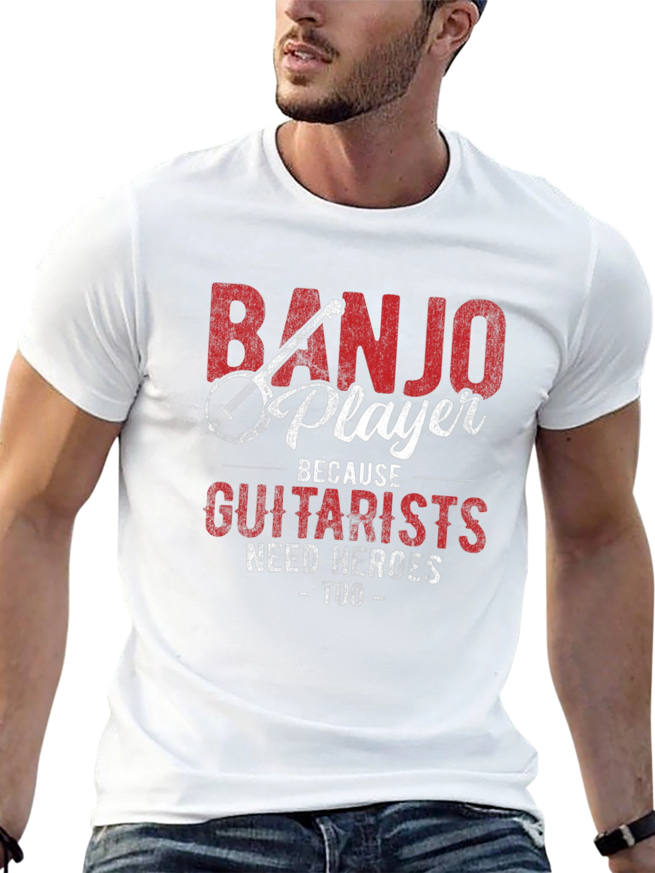 Banjo Player Guitarist Hero Novelty Graphic T-Shirt