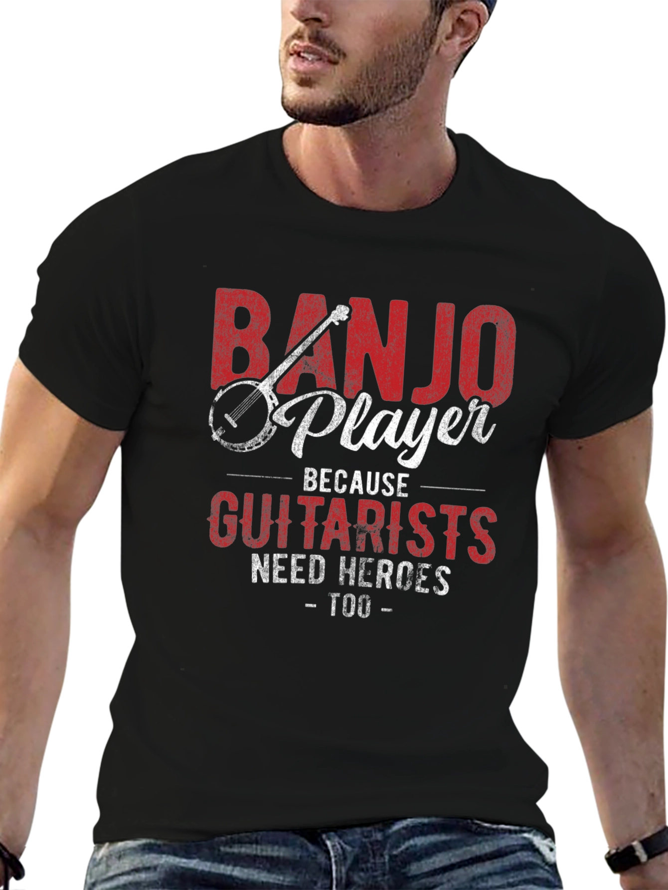 Banjo Player Guitarist Hero Novelty Graphic T-Shirt
