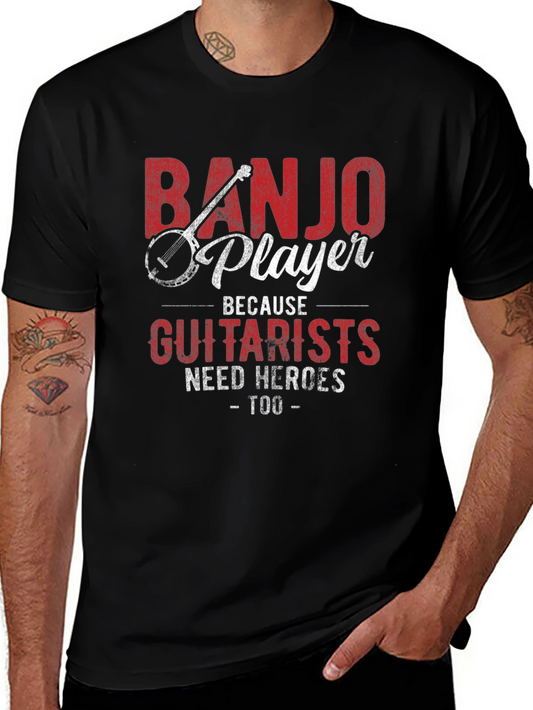 Banjo Player Guitarist Hero Novelty Graphic T-Shirt