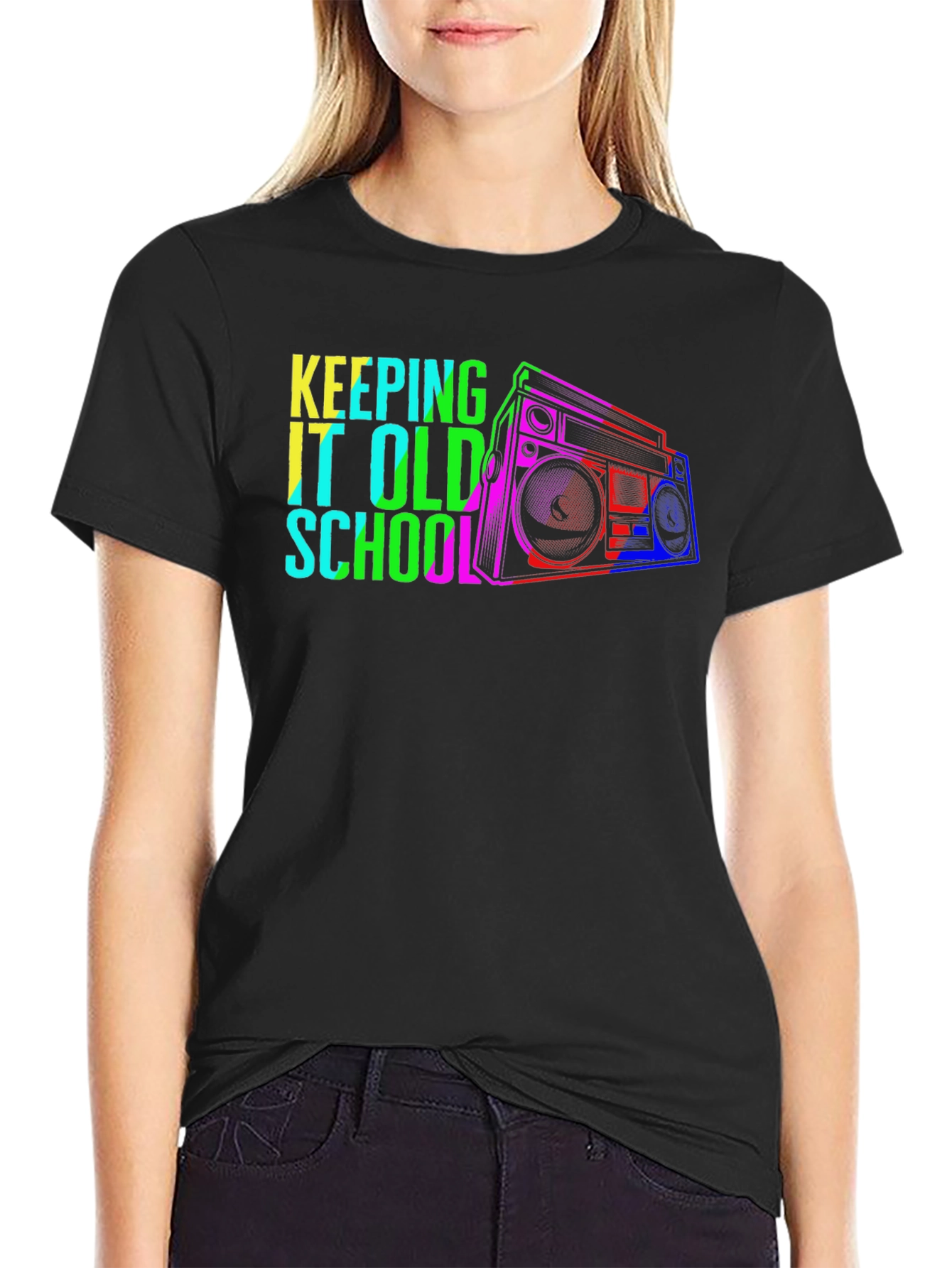 Retro Boombox Graphic T-Shirt - Old School Style