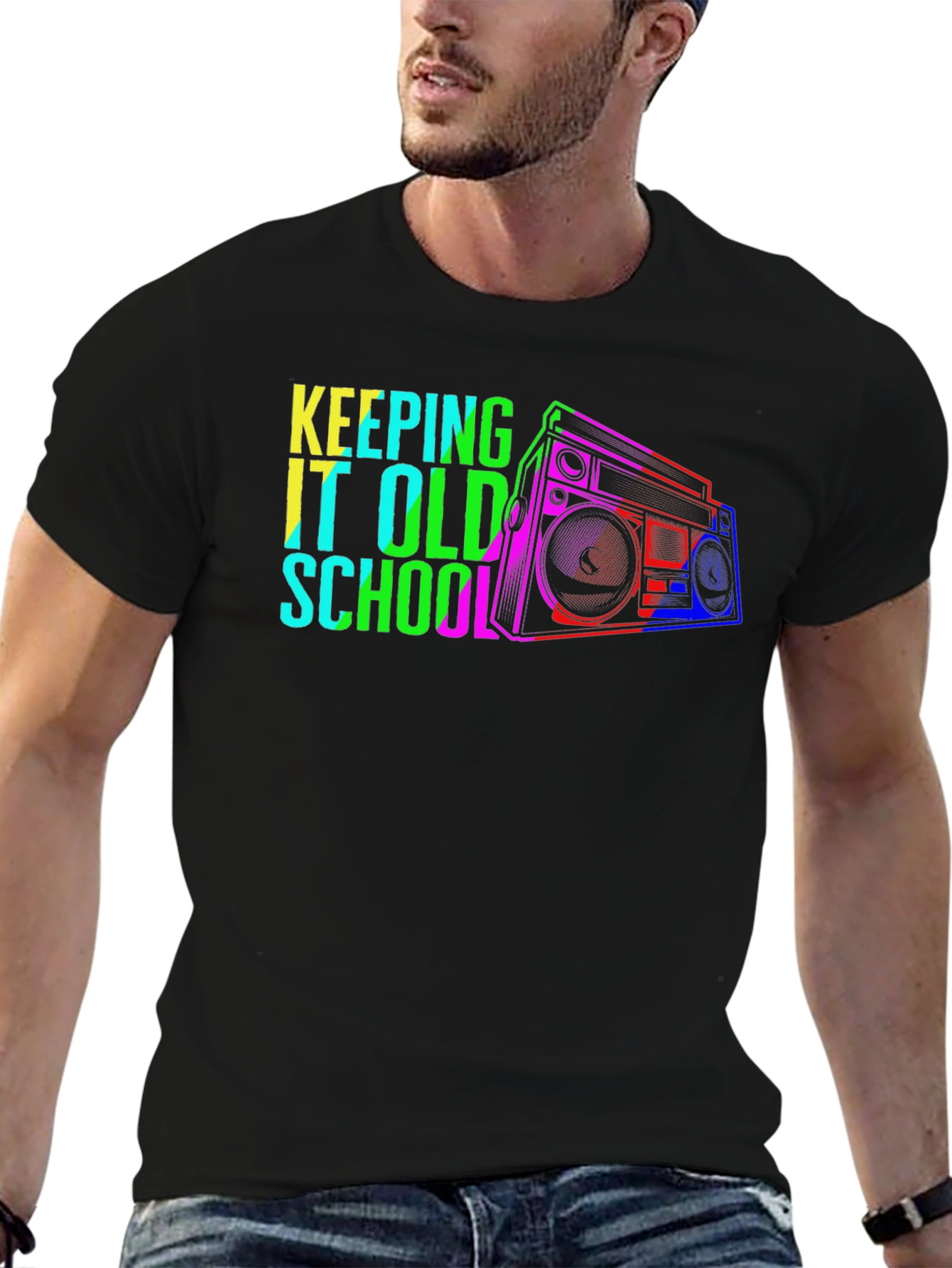 Retro Boombox Graphic T-Shirt - Old School Style