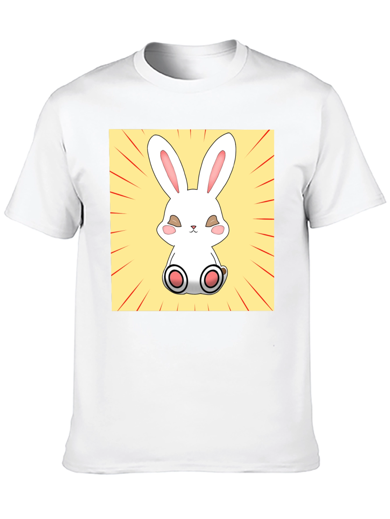 Cute Bunny Graphic Tee - Black Cotton T-Shirt
