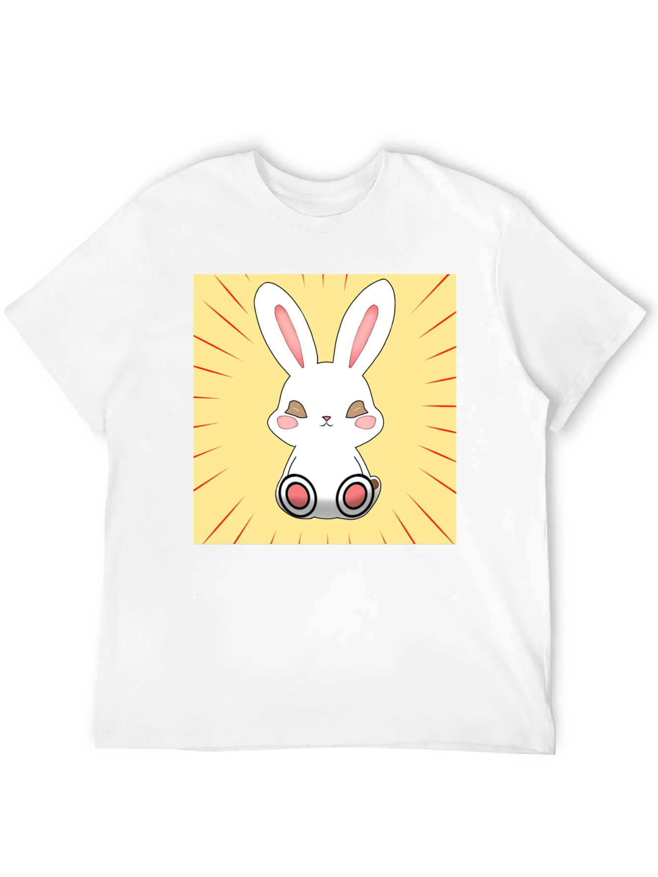Cute Bunny Graphic Tee - Black Cotton T-Shirt